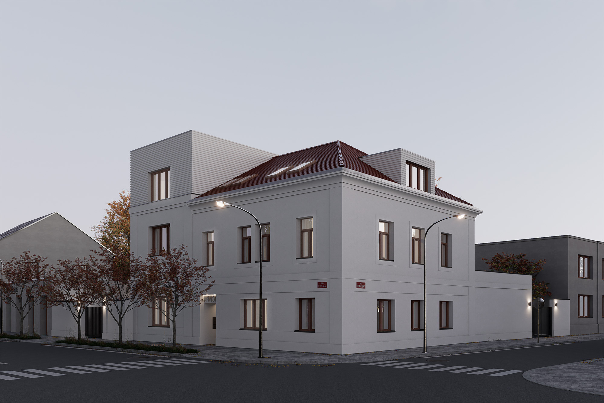 3D architektonická vizualizace studie bytového domu v Nymburce